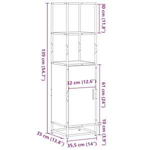Skříň highboard hnědý dub 35,5x35x139 cm kompozit a kov - obrázek 11