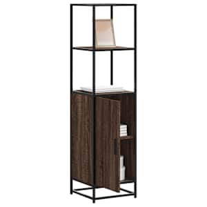 Visoka omara rjavi hrast 35,5x35x139 cm inž. les in kovina