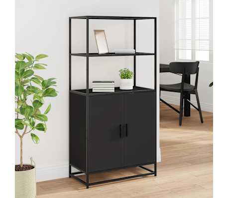 vidaXL Korkeaboard musta 68x35x139 cm suunniteltu puu ja metalli