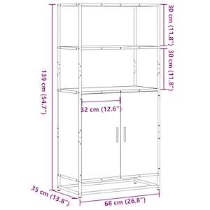 Skříň highboard kouřový dub 68x35x139cm kompozitní dřevo a kov - obrázek 10