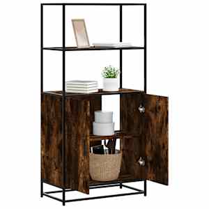 Skříň highboard kouřový dub 68x35x139cm kompozitní dřevo a kov
