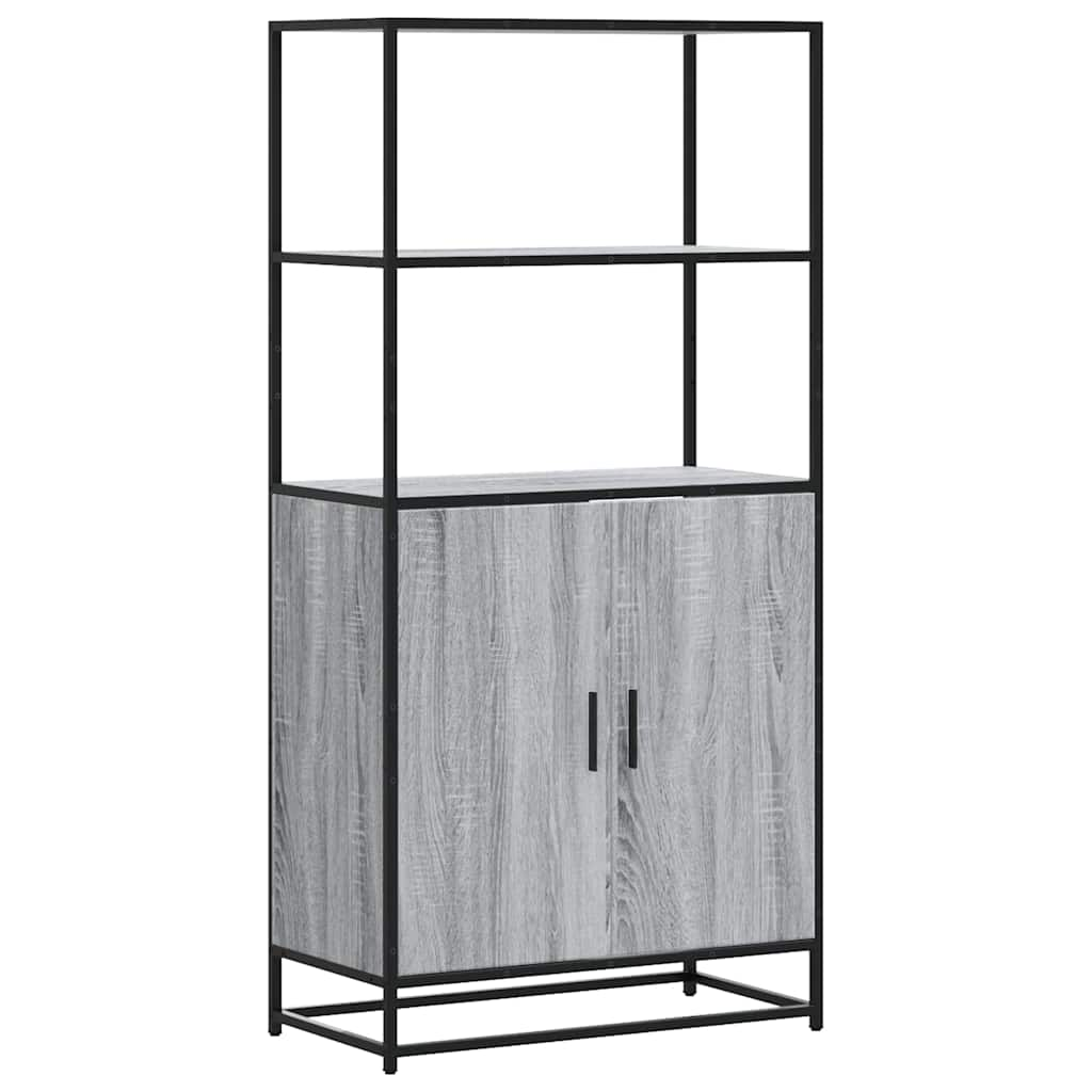 vidaXL Skříň highboard šedá sonoma 68x35x139cm kompozitní dřevo a kov