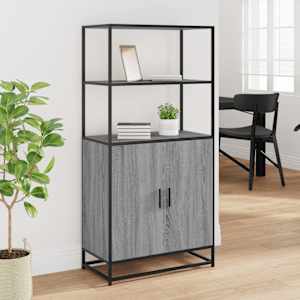 Skříň highboard šedá sonoma 68x35x139cm kompozitní dřevo a kov - obrázek 3