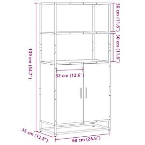Skříň highboard šedá sonoma 68x35x139cm kompozitní dřevo a kov - obrázek 10