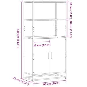 Skříň highboard hnědý dub 68x35x139cm kompozitní dřevo a kov - obrázek 10