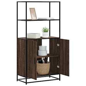 Skříň highboard hnědý dub 68x35x139cm kompozitní dřevo a kov - obrázek 1
