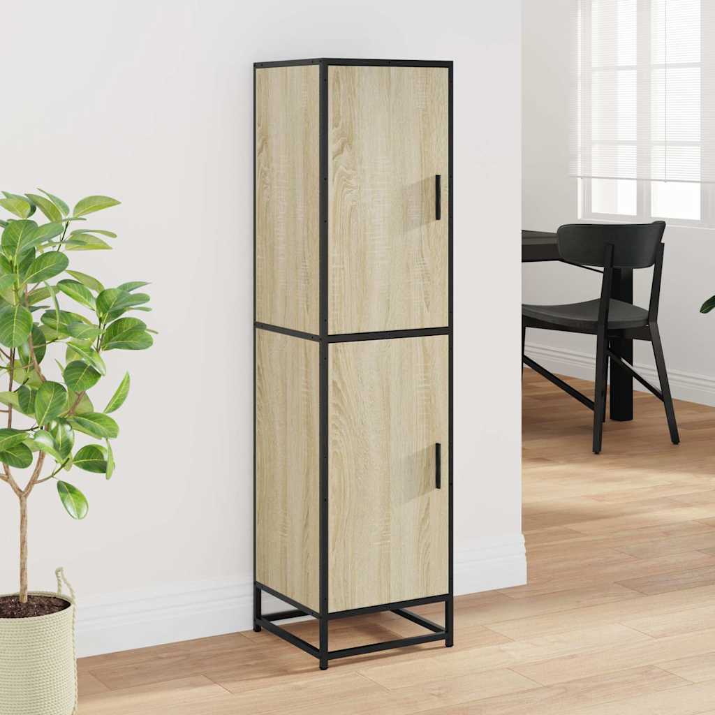 vidaXL Hoge kast 35,5x35x139 cm bewerkt hout en metaal sonoma eiken afbeelding
