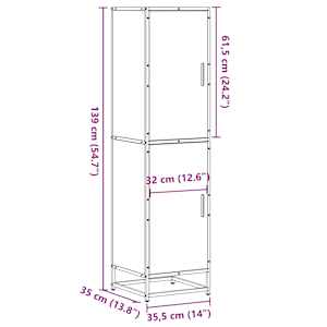 Skříň highboard šedá sonoma 35,5x35x139 cm kompozit a kov - obrázek 11