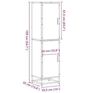 Skříň highboard hnědý dub 35,5x35x139 cm kompozit a kov - obrázek 11