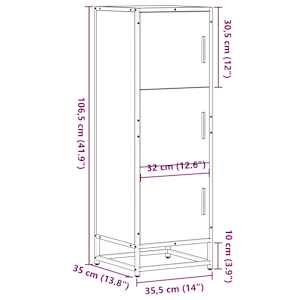Skříň highboard dub sonoma 35,5x35x106,5 cm kompozit a kov - obrázek 11