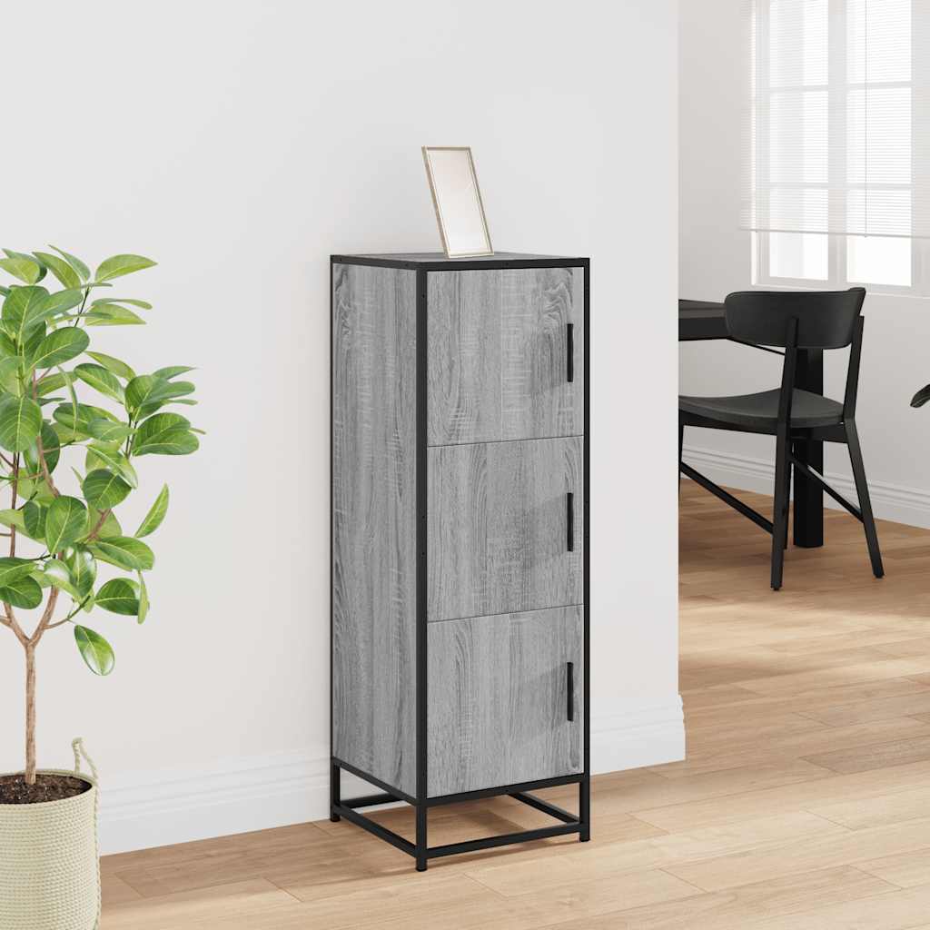 vidaXL Hoge kast 35,5x35x106,5 cm bewerkt hout en metaal grijs sonoma afbeelding