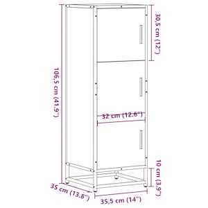 Skříň highboard šedá sonoma 35,5x35x106,5 cm kompozit a kov - obrázek 11