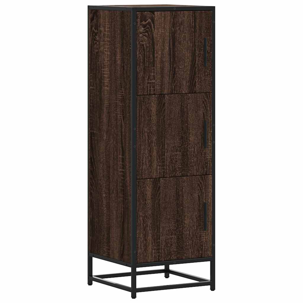 vidaXL Skříň highboard hnědý dub 35,5x35x106,5 cm kompozit a kov