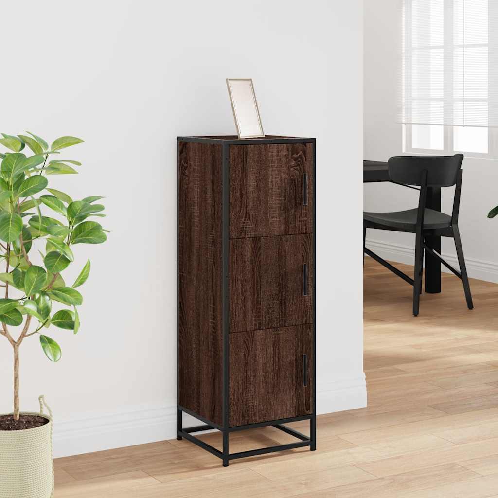 vidaXL Hoge kast 35,5x35x106,5 cm bewerkt hout en metaal bruin eiken afbeelding
