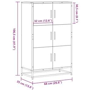 Skříň highboard černá 68x35x106,5 cm kompozit a kov - obrázek 10