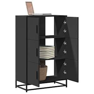 Skříň highboard černá 68x35x106,5 cm kompozit a kov - obrázek 1