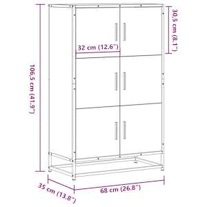 Skříň highboard dub sonoma 68x35x106,5 cm kompozit a kov - obrázek 10