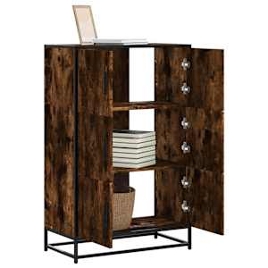 Skříň highboard kouřový dub 68x35x106,5 cm kompozit a kov