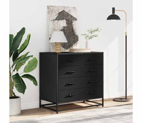 vidaXL Commode noir 70x41x70 cm bois d'ing&eacute;nierie