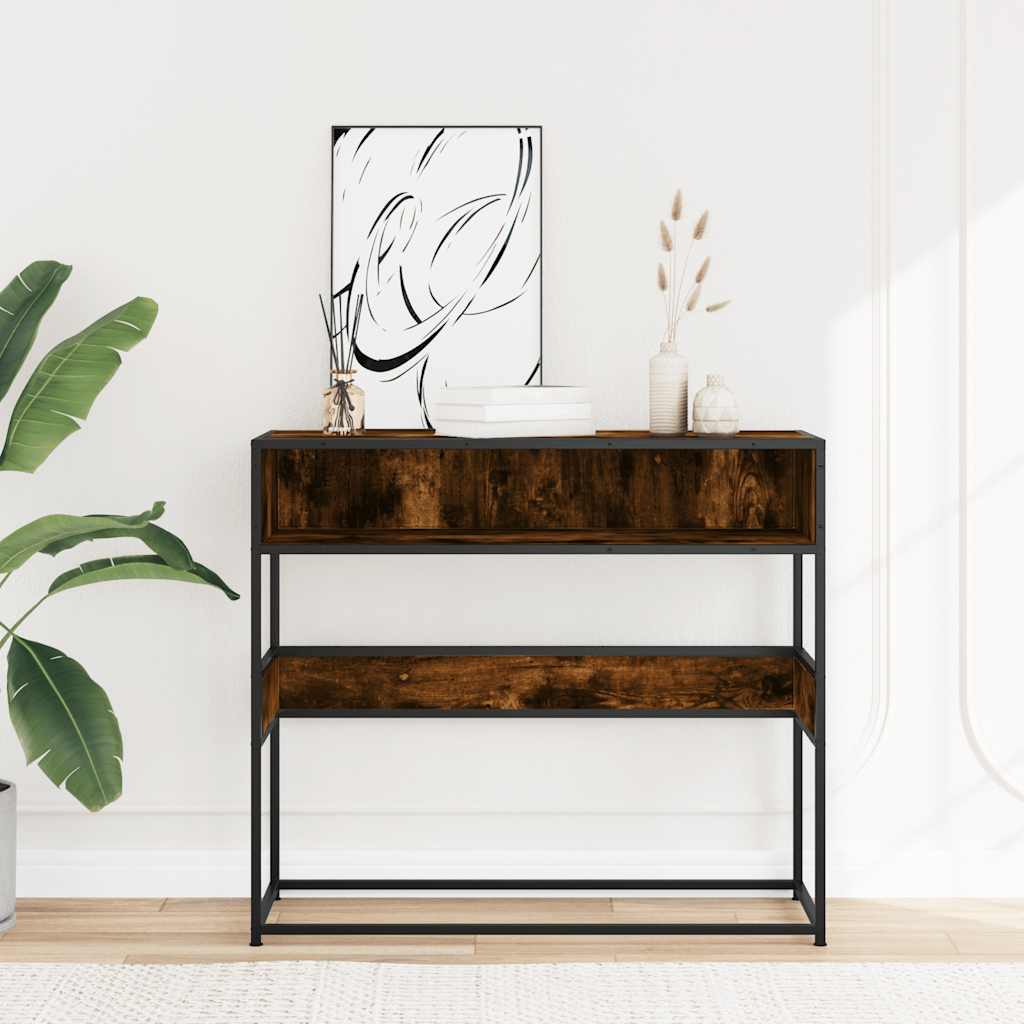 vidaXL Wandtafel 90x35x80 cm bewerkt hout gerookt eikenkleurig afbeelding