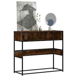 Konzolna mizica dimljen hrast 90x35x80 cm inženirski les