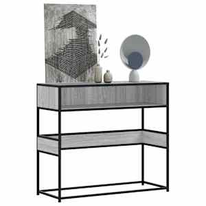 Konzolna mizica siva sonoma 90x35x80 cm inženirski les