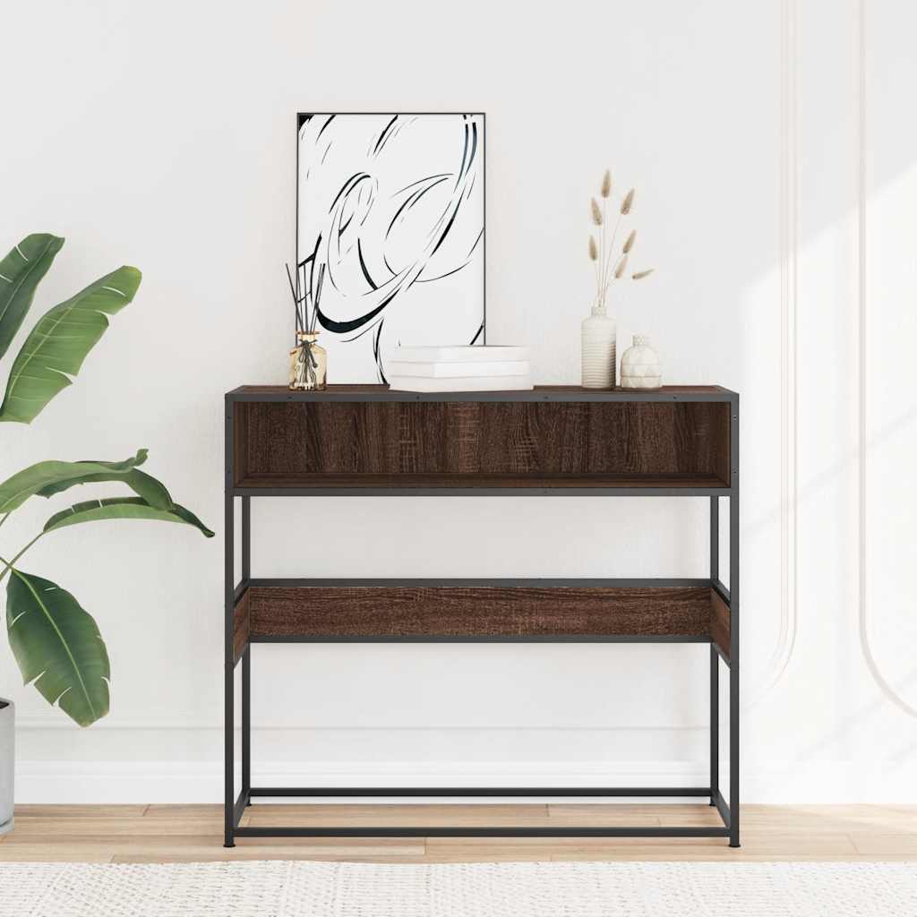 vidaXL Măsuță consolă, stejar maro, 90x35x80 cm, lemn prelucrat