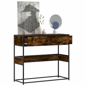 Konzolna mizica dimljen hrast 90x35x80 cm inženirski les