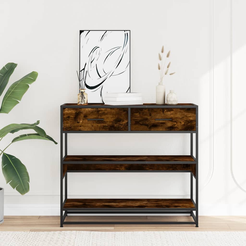 vidaXL Wandtafel 90x35x80 cm bewerkt hout gerookt eikenkleurig afbeelding