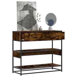 Konzolna mizica dimljen hrast 90x35x80 cm inženirski les