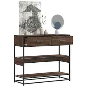 Konzolna mizica rjav hrast 90x35x80 cm inženirski les