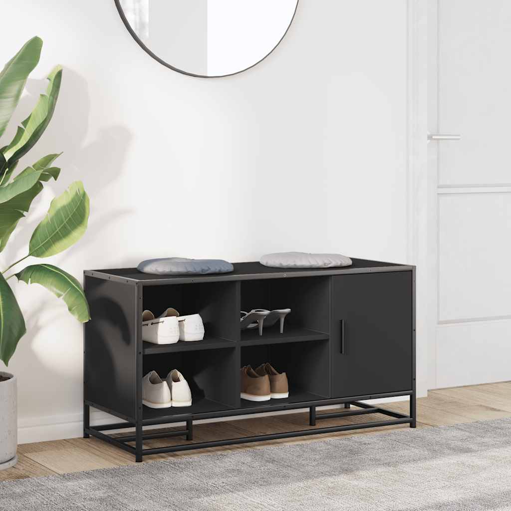 vidaXL Kenkäpenkki musta 100x40x53,5 cm suunniteltu puu ja metalli