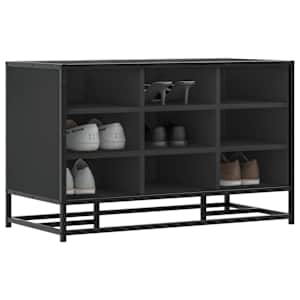 Lavice s botníkem černá 84x40x53,5 cm kompozit a kovu - obrázek 1