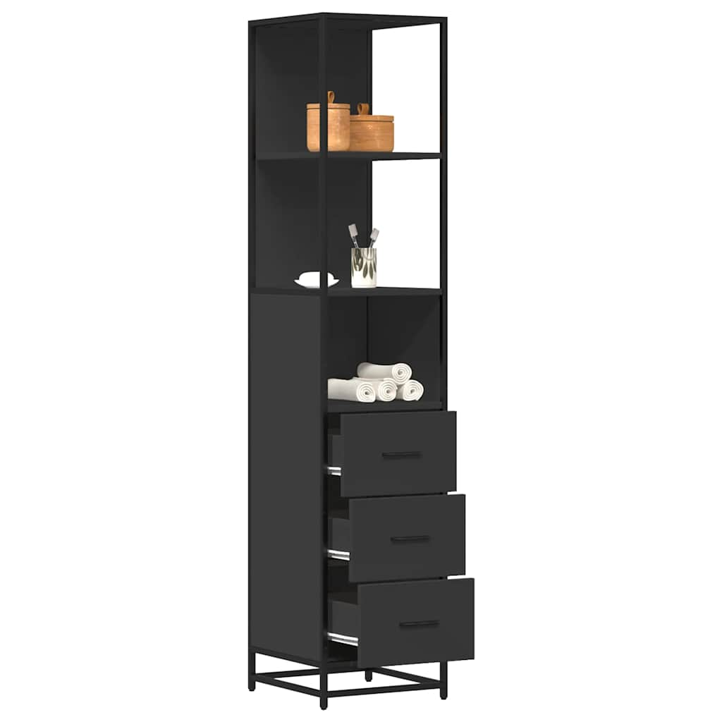 Badschrank Schwarz 35×37,5×166 cm Holzwerkstoff