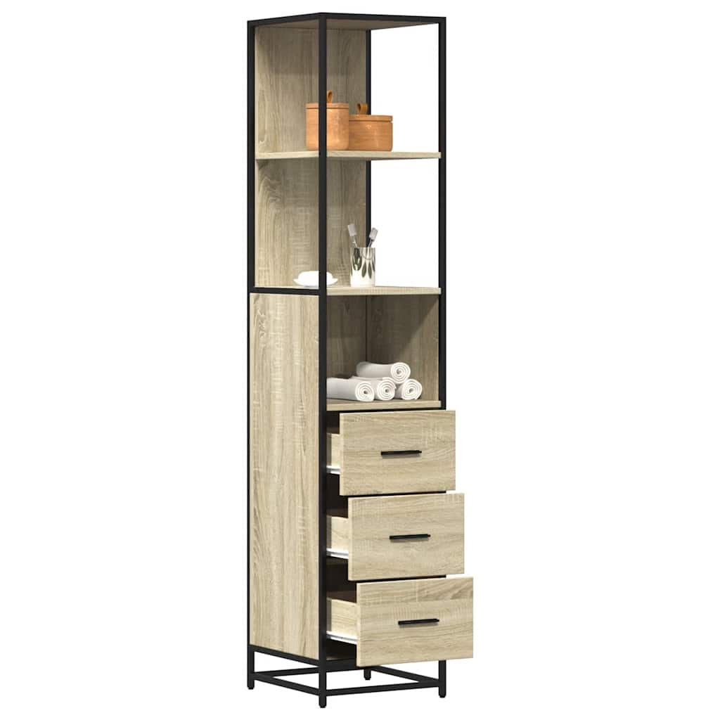 vidaXL Badschrank Sonoma-Eiche 35x37,5x166 cm Holzwerkstoff