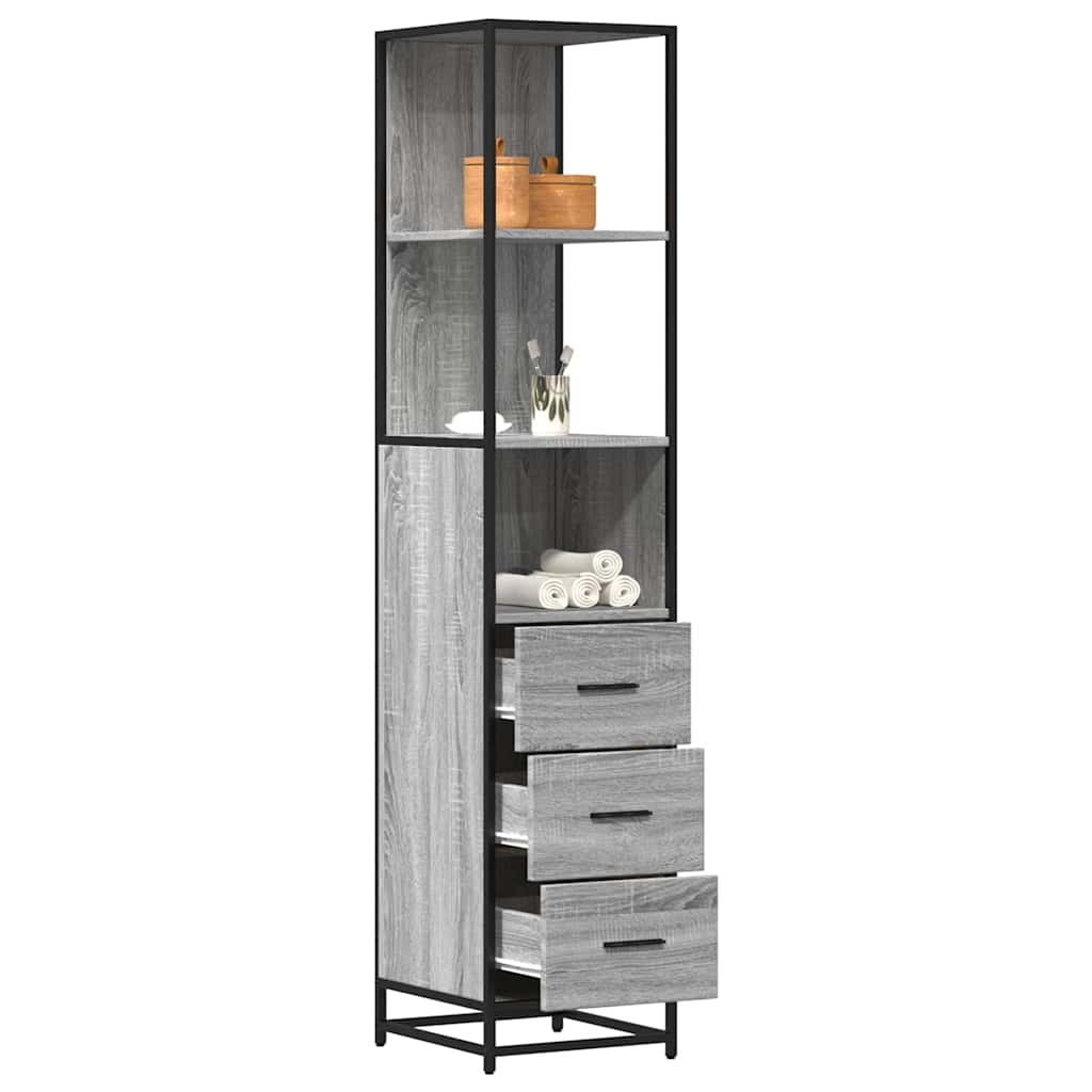 Badschrank Grau Sonoma 35×37,5×166 cm Holzwerkstoff