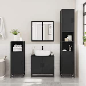 vidaXL Spiegelschrank Schwarz 65x20x60 cm Holzwerkstoff