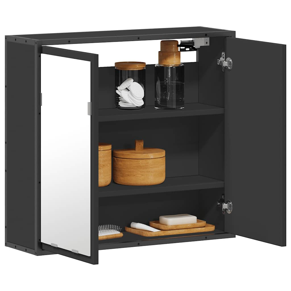 Spiegelschrank Schwarz 65x20x60 cm Holzwerkstoff