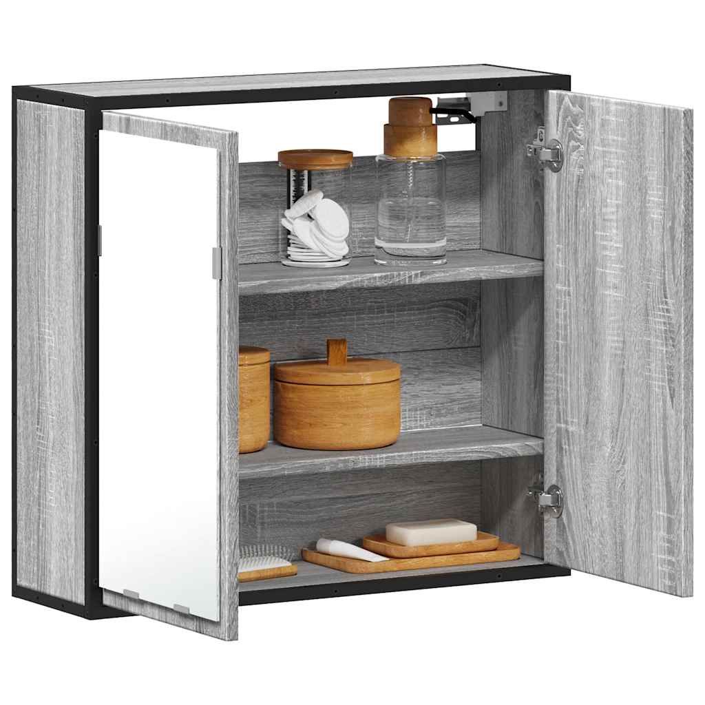 vidaXL Bad-Spiegelschrank Grau Sonoma 65x20x60 cm Holzwerkstoff