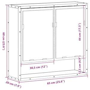 Koupelnová skříňka se zrcadlem černá 65x20x60 cm kompozit - obrázek 12