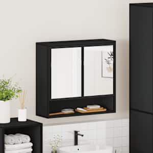 Koupelnová skříňka se zrcadlem černá 65x20x60 cm kompozit - obrázek 4