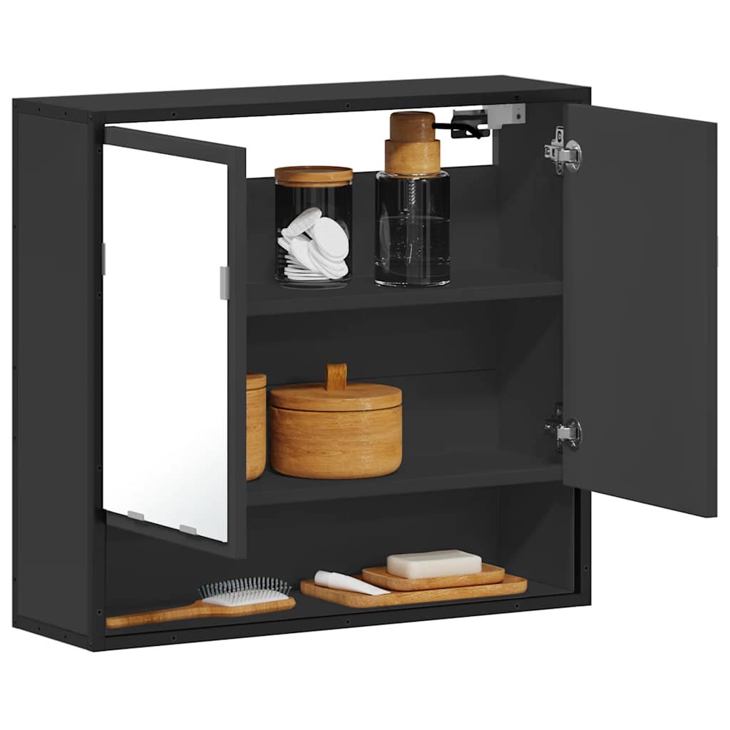 vidaXL Spiegelschrank Schwarz 65x20x60 cm Holzwerkstoff