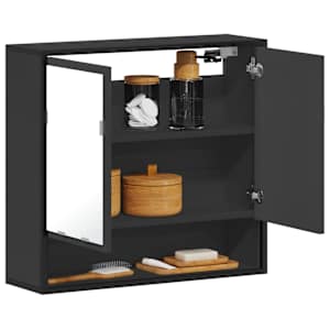 Koupelnová skříňka se zrcadlem černá 65x20x60 cm kompozit - obrázek 1