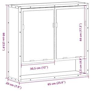 Koupelnová skříňka se zrcadlem hnědý dub 65x20x60 cm kompozit - obrázek 12
