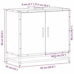 Koupelnová skříňka pod umyvadlo hnědý dub 65x33x60cm kompozit - obrázek 11