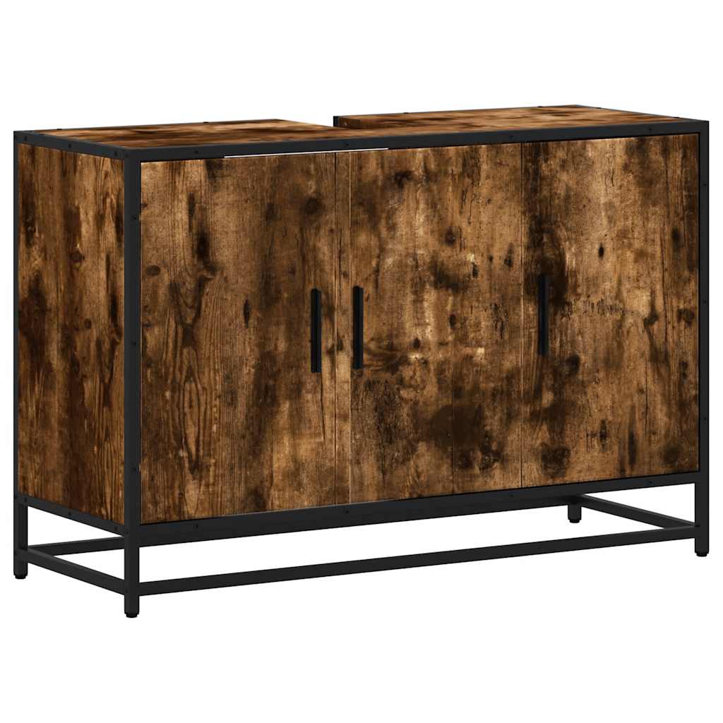 E-shop vidaXL Kúpeľňová umývadlová skrinka dymový dub 90x33x60 cm komp. drevo