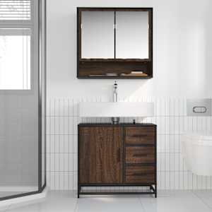 Koupelnová skříňka pod umyvadlo hnědý dub 65x33x60cm kompozit - obrázek 3
