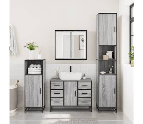 vidaXL Dulap chiuveta de baie, gri sonoma, 80x33x60 cm, lemn compozit