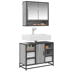 Kopalniška omarica za umivalnik siva sonoma 80x33x60cm inž. les