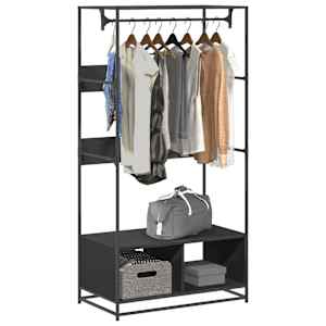 Garderobna omara črna 90x50x180 cm inženirski les